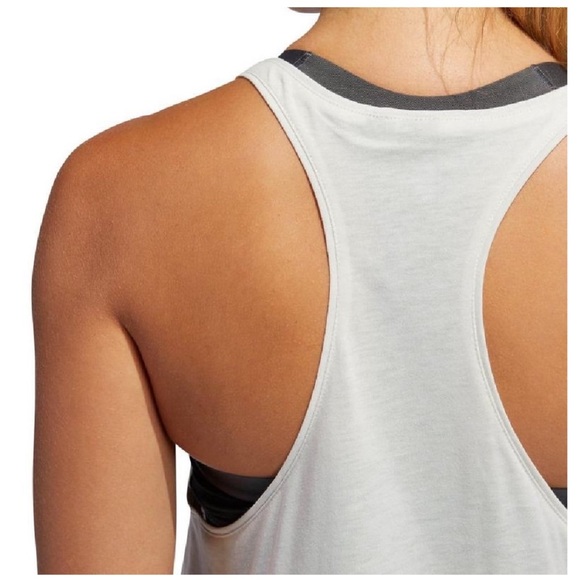 NWT Adidas Floral Ess Tank beige gray Small S - Picture 2 of 11